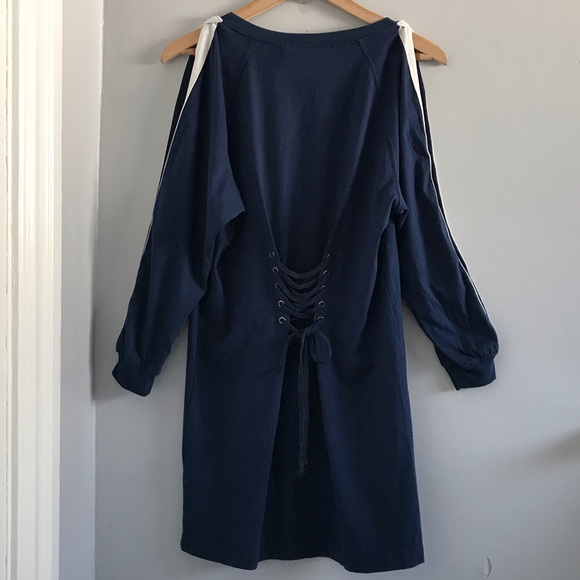 Pam & Gela Cold Shoulder Lace Up Back Dress NWT - Picture 3 of 8